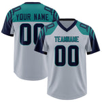 Custom Silver Navy Raglan Sleeves Personalized Pattern Football Jersey | BuyFootballJersey