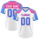 Custom White Powder Blue Raglan Sleeves Personalized Pattern Football Jersey | BuyFootballJersey