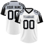 Custom White Black Raglan Sleeves Personalized Pattern Football Jersey | BuyFootballJersey