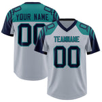 Custom Silver Navy Raglan Sleeves Personalized Pattern Football Jersey | BuyFootballJersey