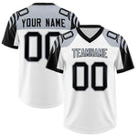 Custom White Black Raglan Sleeves Personalized Pattern Football Jersey | BuyFootballJersey
