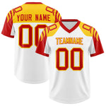 Custom White Red Raglan Sleeves Personalized Pattern Football Jersey | BuyFootballJersey