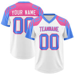 Custom White Powder Blue Raglan Sleeves Personalized Pattern Football Jersey | BuyFootballJersey