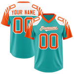 Custom Aqua Orange Raglan Sleeves Personalized Pattern Football Jersey | BuyFootballJersey