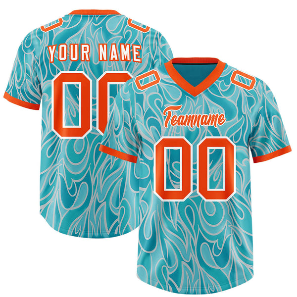 Custom Teal Personalized Printed Graffiti Pattern Design Football Jersey | BuyFootballJersey