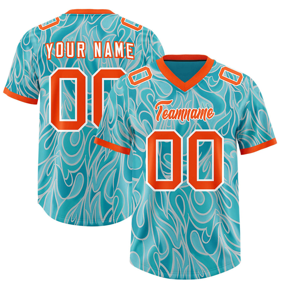 Custom Teal Personalized Printed Graffiti Pattern Design Football Jersey | BuyFootballJersey