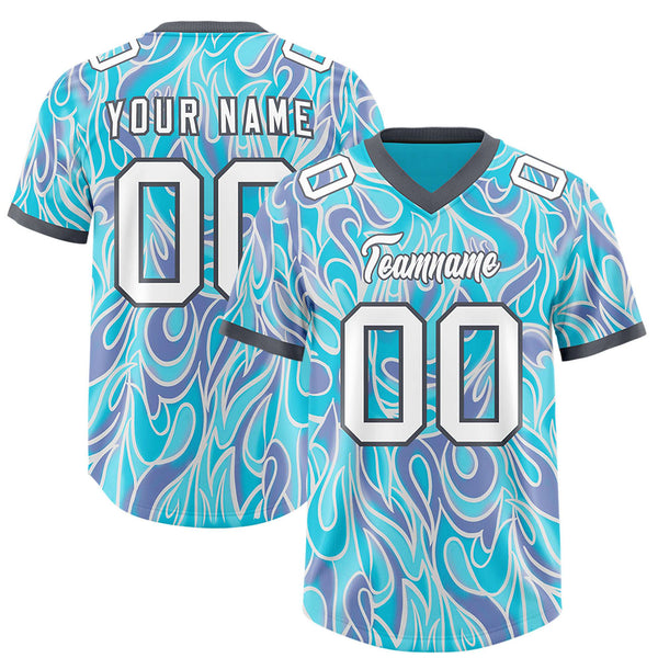 Custom Sky Blue Personalized Printed Graffiti Pattern Design Football Jersey | BuyFootballJersey