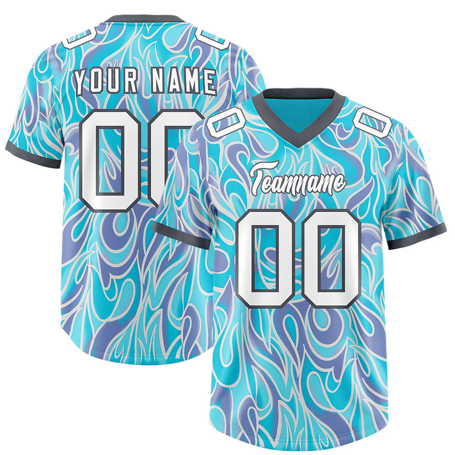 Custom Sky Blue Personalized Printed Graffiti Pattern Design Football Jersey | BuyFootballJersey