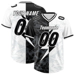 Custom White Black Split Personalized Lightning Pattern Football Jersey | BuyFootballJersey