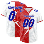 Custom White Red Split Personalized Lightning Pattern Football Jersey | BuyFootballJersey