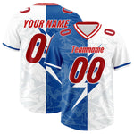 Custom White Royal Split Personalized Lightning Pattern Football Jersey | BuyFootballJersey