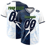 Custom White Navy Split Personalized Lightning Pattern Football Jersey | BuyFootballJersey