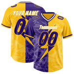 Custom Yellow Purple Split Personalized Lightning Pattern Football Jersey | BuyFootballJersey