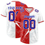 Custom White Red Split Personalized Lightning Pattern Football Jersey | BuyFootballJersey