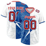 Custom White Royal Split Personalized Lightning Pattern Football Jersey | BuyFootballJersey
