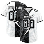 Custom White Black Split Personalized Lightning Pattern Football Jersey | BuyFootballJersey
