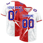 Custom White Red Split Personalized Lightning Pattern Football Jersey | BuyFootballJersey