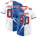 Custom White Royal Split Personalized Lightning Pattern Football Jersey | BuyFootballJersey