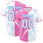 Custom White Pink Split Personalized Lightning Pattern Football Jersey | BuyFootballJersey
