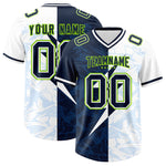 Custom White Navy Split Personalized Lightning Pattern Football Jersey | BuyFootballJersey