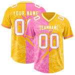 Custom Yellow Pink Split Personalized Lightning Pattern Football Jersey | BuyFootballJersey
