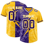 Custom Yellow Purple Split Personalized Lightning Pattern Football Jersey | BuyFootballJersey
