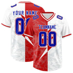Custom White Red Split Personalized Lightning Pattern Football Jersey | BuyFootballJersey