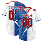 Custom White Royal Split Personalized Lightning Pattern Football Jersey | BuyFootballJersey