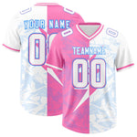 Custom White Pink Split Personalized Lightning Pattern Football Jersey | BuyFootballJersey