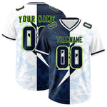 Custom White Navy Split Personalized Lightning Pattern Football Jersey | BuyFootballJersey