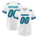 Custom White Aqua Retro Personalized Sleeve Line Football Jersey | BuyFootballJersey