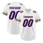 Custom White Purple Retro Personalized Sleeve Line Football Jersey | BuyFootballJersey