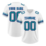 Custom White Aqua Retro Personalized Sleeve Line Football Jersey | BuyFootballJersey