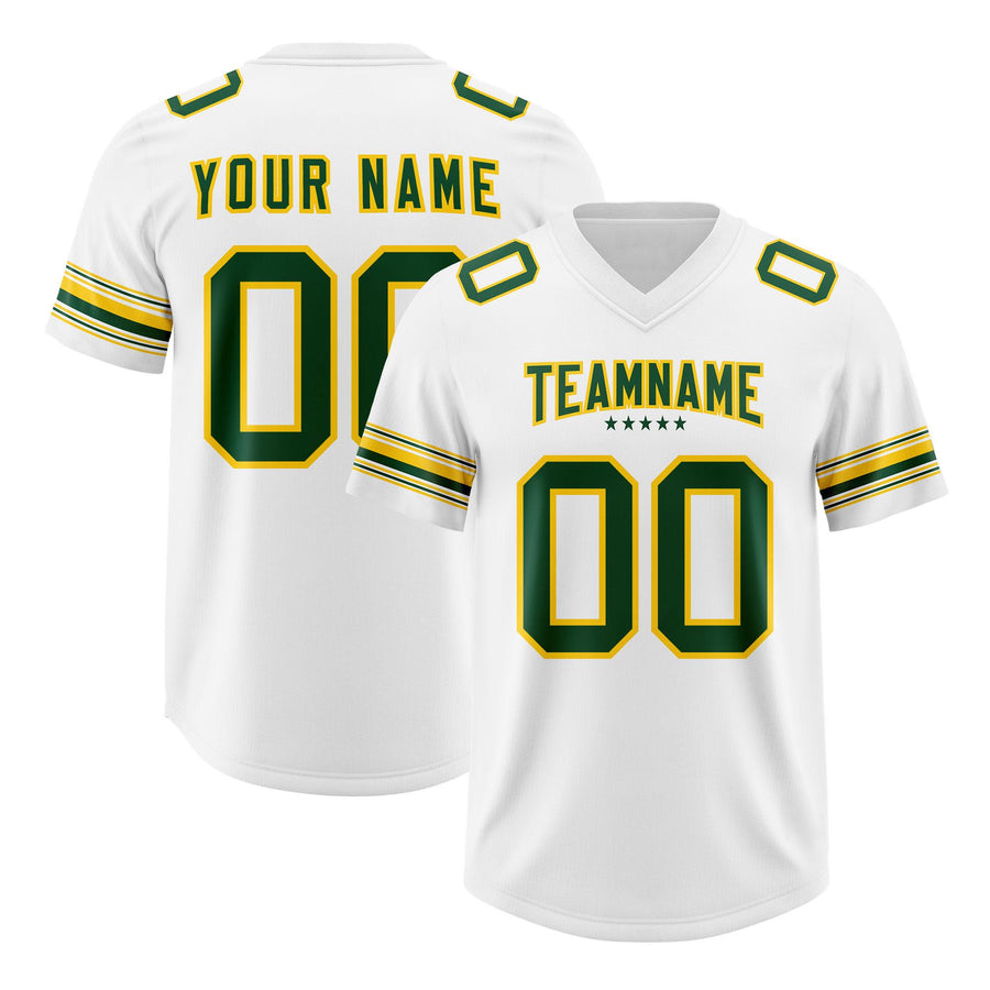 Custom White Green Retro Personalized Sleeve Line Football Jersey | BuyFootballJersey