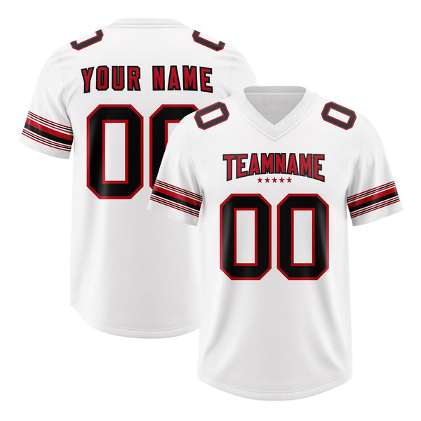 Custom White Red Retro Personalized Sleeve Line Football Jersey | BuyFootballJersey