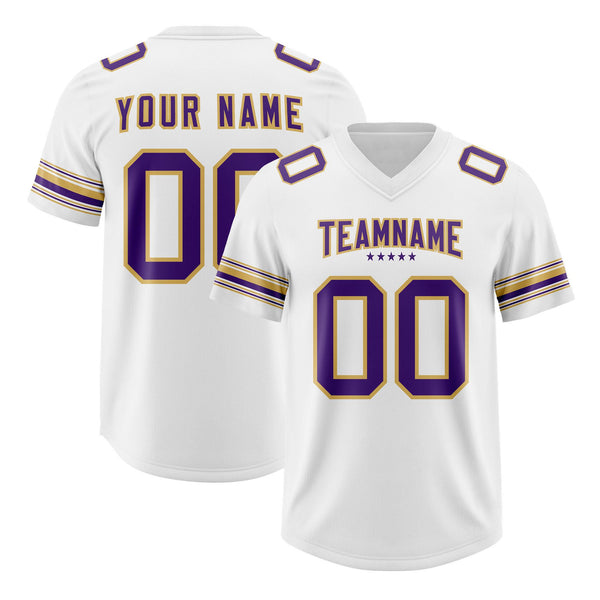 Custom White Purple Retro Personalized Sleeve Line Football Jersey | BuyFootballJersey