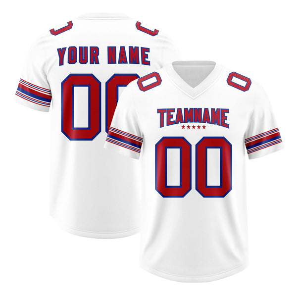 Custom White Red Retro Personalized Sleeve Line Football Jersey | BuyFootballJersey
