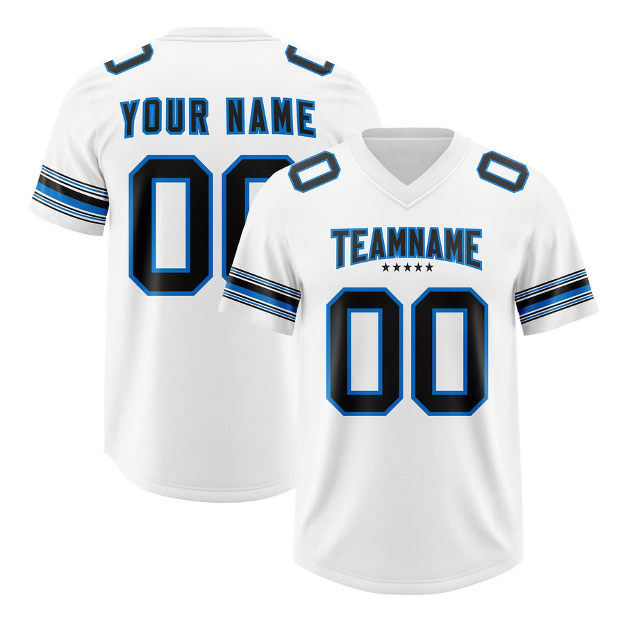 Custom White Black Retro Personalized Sleeve Line Football Jersey | BuyFootballJersey