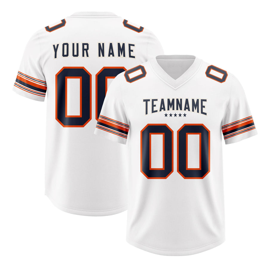 Custom White Navy Retro Personalized Sleeve Line Football Jersey | BuyFootballJersey