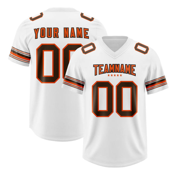Custom White Brown Retro Personalized Sleeve Line Football Jersey | BuyFootballJersey