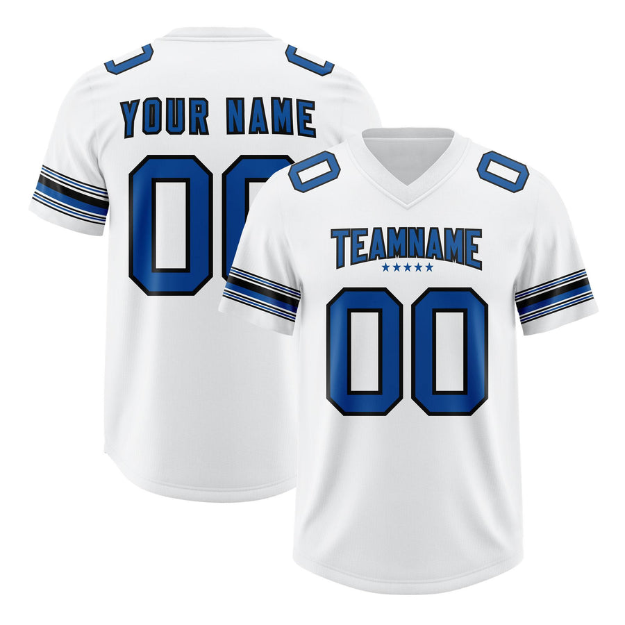 Custom White Royal Retro Personalized Sleeve Line Football Jersey | BuyFootballJersey