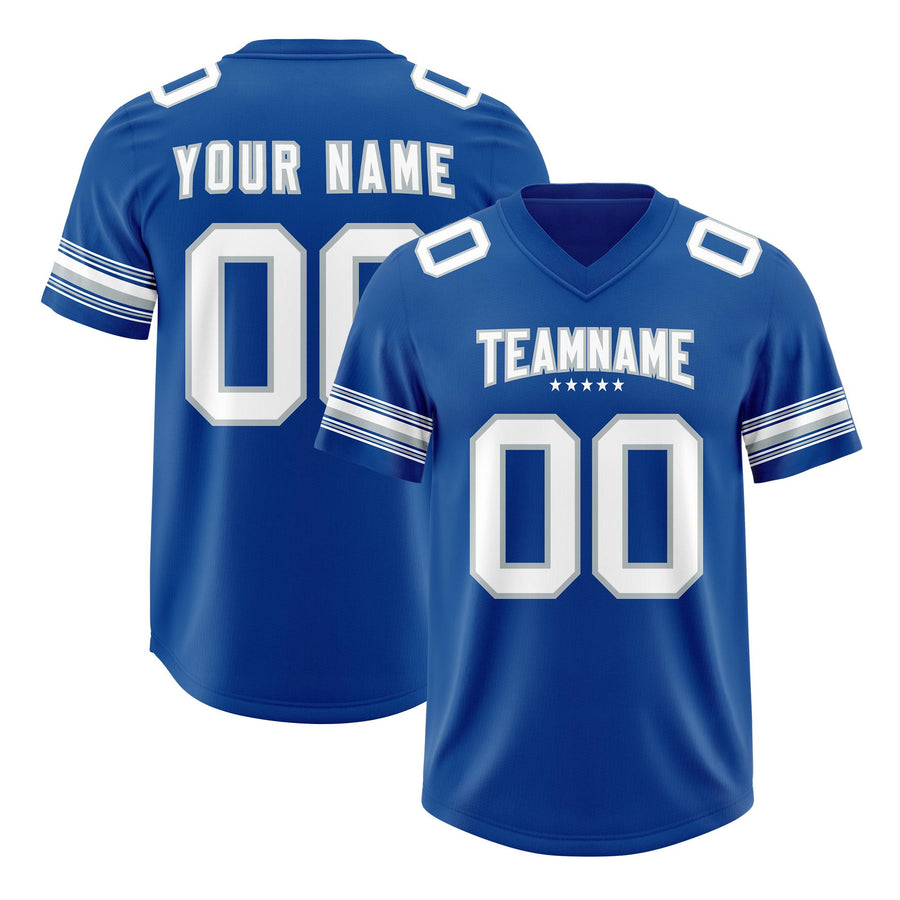 Custom Royal White Retro Personalized Sleeve Line Football Jersey | BuyFootballJersey