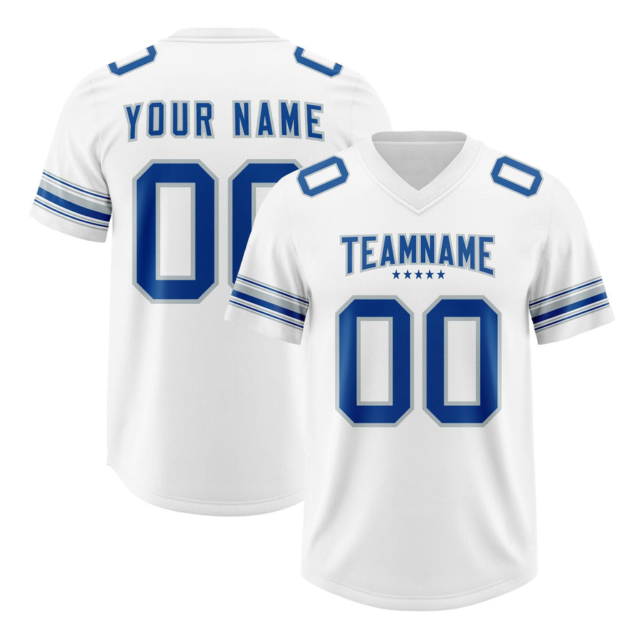 Custom White Royal Retro Personalized Sleeve Line Football Jersey | BuyFootballJersey