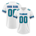 Custom White Aqua Retro Personalized Sleeve Line Football Jersey | BuyFootballJersey