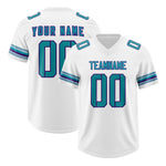 Custom White Aqua Retro Personalized Sleeve Line Football Jersey | BuyFootballJersey