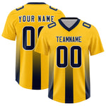 Custom Yellow Navy Vertical Width Stripe Gradient Fashion Personalized Team Football Jersey | BuyFootballJersey