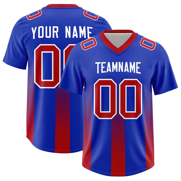 Custom Royal Red Vertical Width Stripe Gradient Fashion Personalized Team Football Jersey | BuyFootballJersey