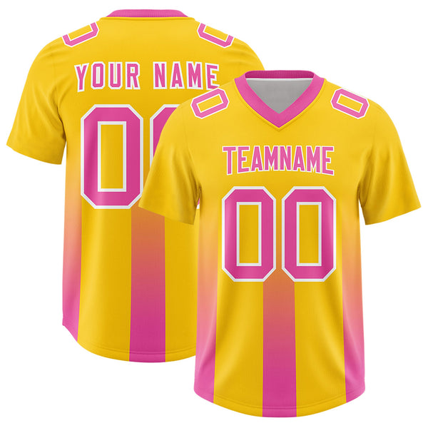 Custom Yellow Pink Vertical Width Stripe Gradient Fashion Personalized Team Football Jersey | BuyFootballJersey