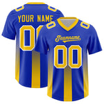 Custom Royal Yellow Vertical Width Stripe Gradient Fashion Personalized Team Football Jersey | BuyFootballJersey