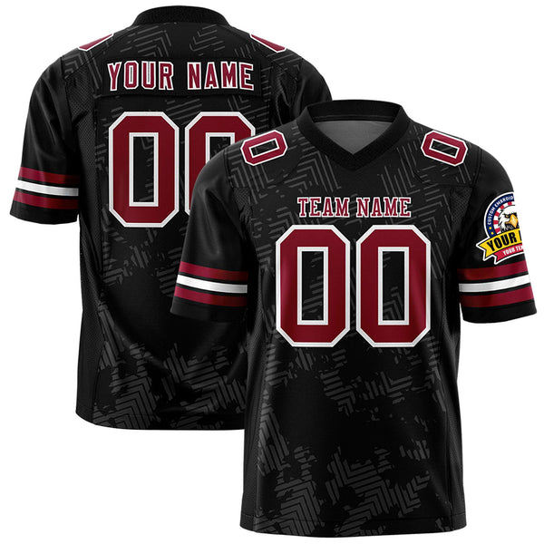 Custom Black Crimson-White Personalized Graffiti Line Design Football Jersey | BuyFootballJersey